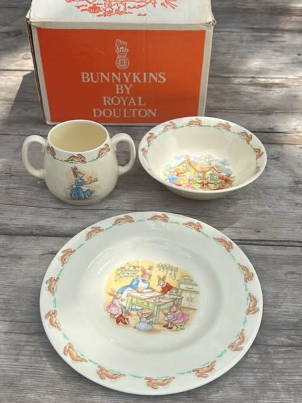Royal Doulton Bunnykins 3-Piece Children's Tableware Set with Box